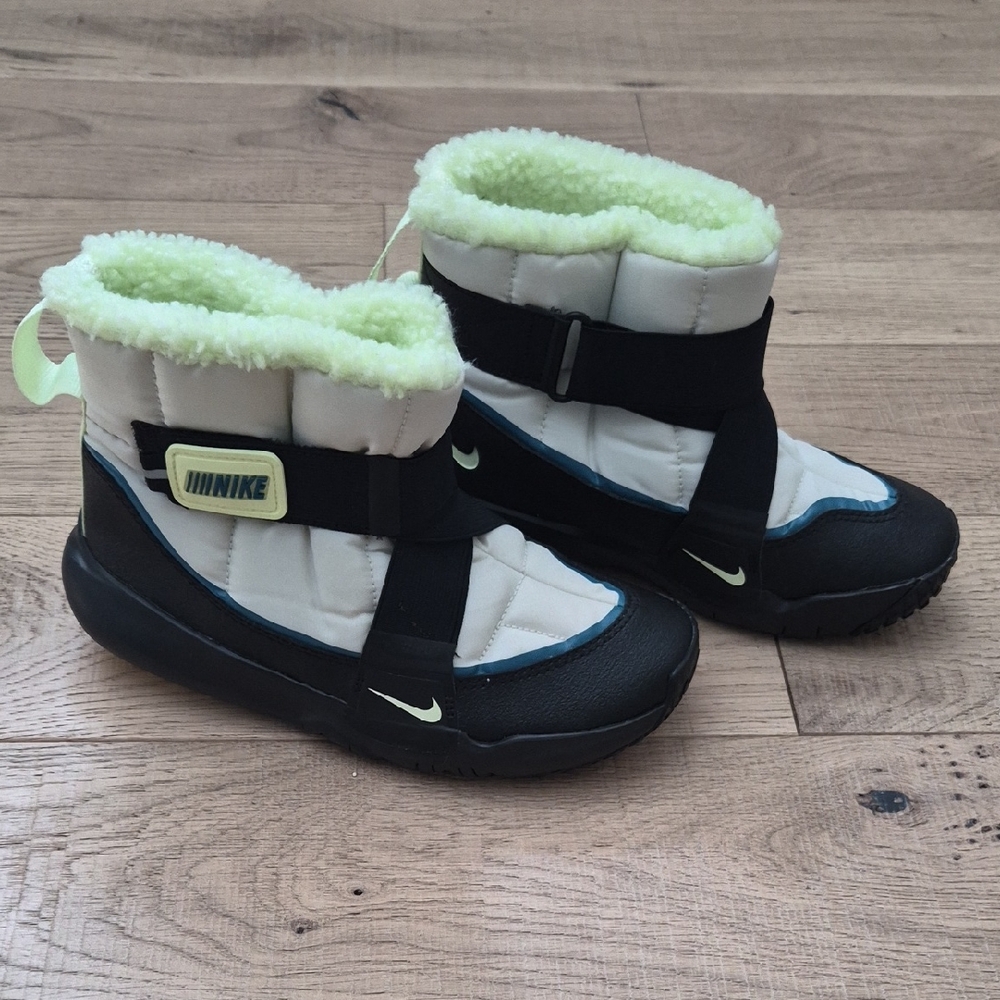 New -Nike Kids Boots - Black and Cream with Green Accents